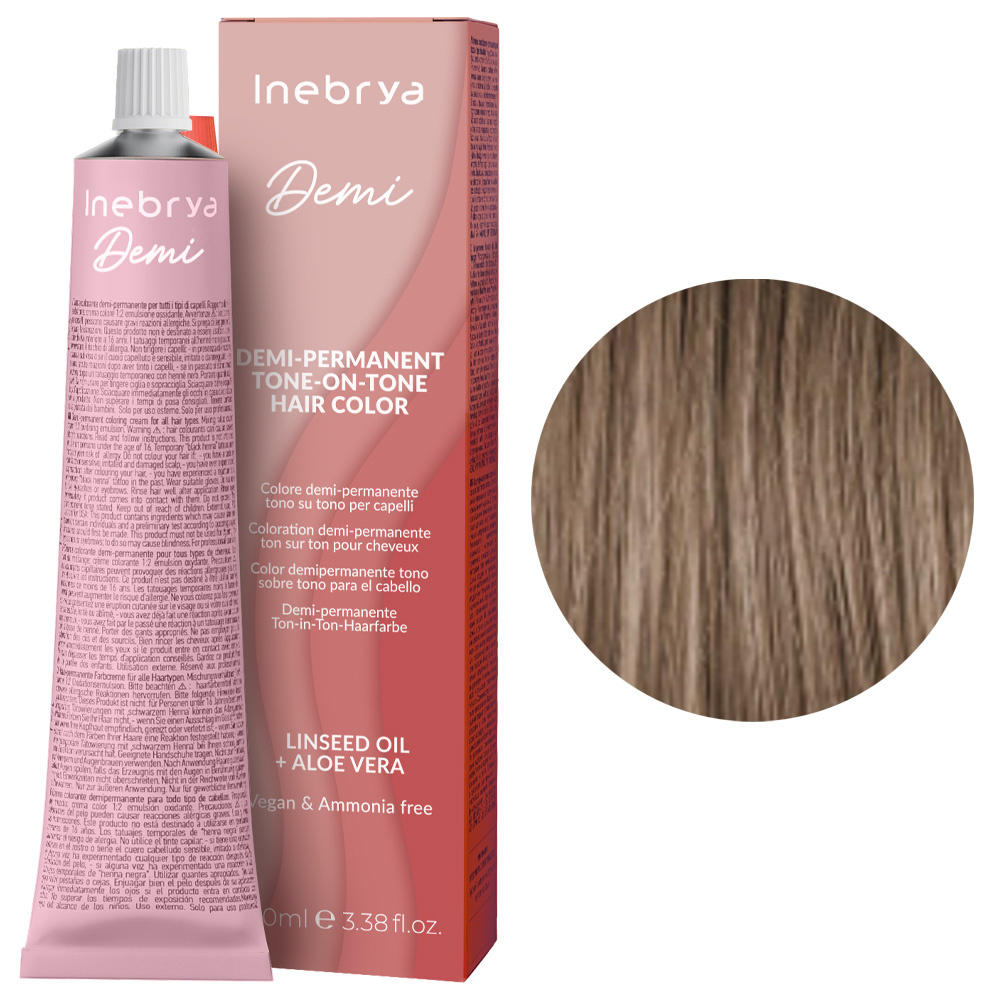Inebrya Demi-Permanent Color 7.1 Blonde Ash Półtrwały Krem Koloryzujący 100 ml 