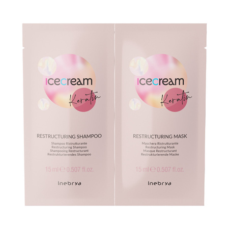 Zestaw Inebrya Keratin Szampon 15 ml + Maska 15 ml