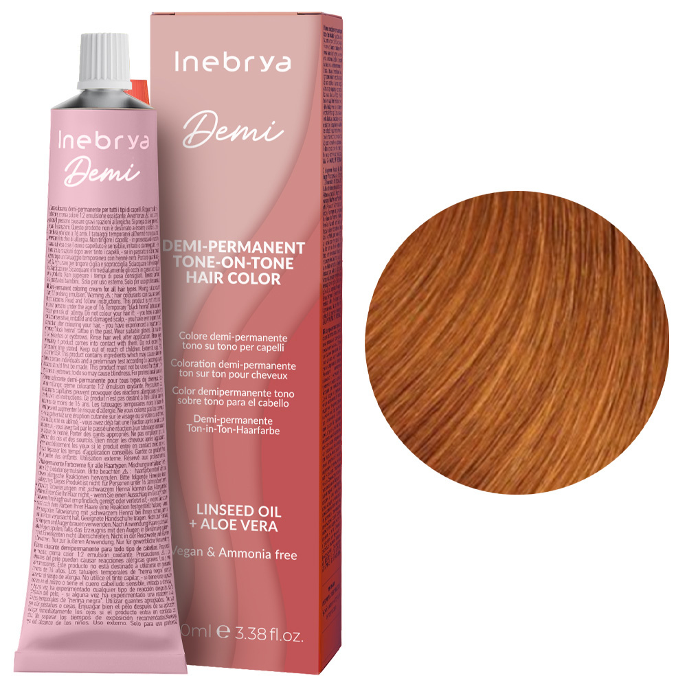 Inebrya Demi-Permanent Color 7.4 Blonde Copper Półtrwały Krem Koloryzujący 100 ml