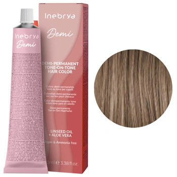 Inebrya Demi-Permanent Color 7.1 Blonde Ash Półtrwały Krem Koloryzujący 100 ml 
